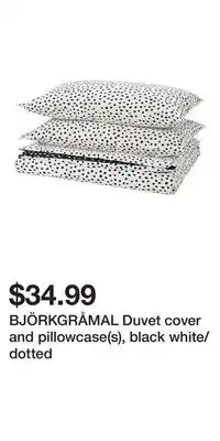 IKEA BJÖRKGRÅMAL Duvet cover and pillowcase(s), black white/dotted offer