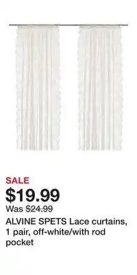 IKEA ALVINE SPETS Lace curtains, 1 pair, off-white/with rod pocket offer