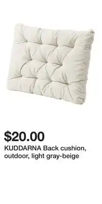 IKEA KUDDARNA Back cushion, outdoor, light gray-beige offer