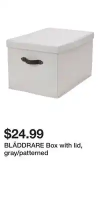IKEA BLÄDDRARE Box with lid, gray/patterned offer