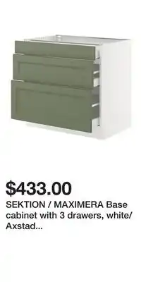 IKEA SEKTION / MAXIMERA Base cabinet with 3 drawers, white/Axstad gray-green offer