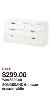 IKEA SONGESAND 6-drawer dresser, white offer
