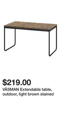 IKEA VÄSMAN Extendable table, outdoor, light brown stained offer
