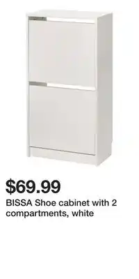 IKEA BISSA Shoe cabinet with 2 compartments, white offer