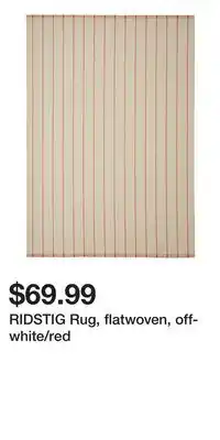 IKEA RIDSTIG Rug, flatwoven, off-white/red offer