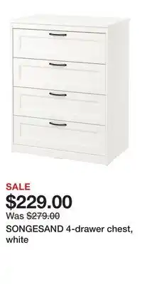 IKEA SONGESAND 4-drawer chest, white offer