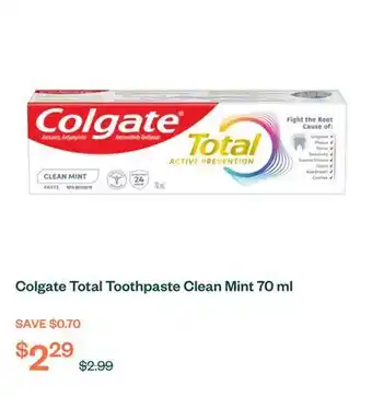 Voilà Colgate Total Toothpaste Clean Mint 70 ml offer