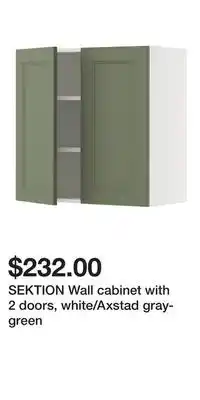 IKEA SEKTION Wall cabinet with 2 doors, white/Axstad gray-green offer