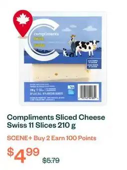 Voilà Compliments Sliced Cheese Swiss 11 Slices 210 g offer