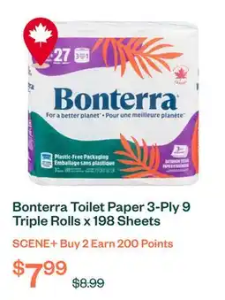 Voilà Bonterra Toilet Paper 3-Ply 9 Triple Rolls x 198 Sheets offer