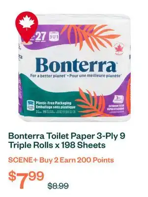 Voilà Bonterra Toilet Paper 3-Ply 9 Triple Rolls x 198 Sheets offer