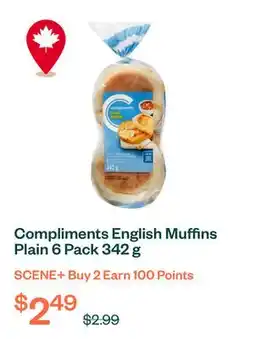 Voilà Compliments English Muffins Plain 6 Pack 342 g offer