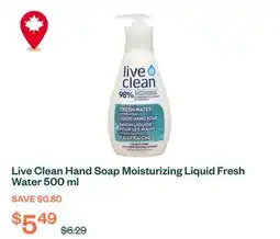 Voilà Live Clean Hand Soap Moisturizing Liquid Fresh Water 500 ml offer