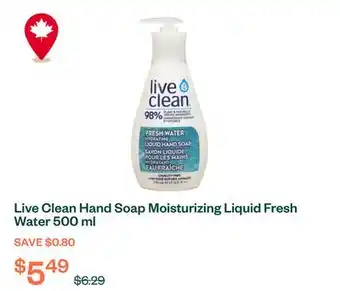 Voilà Live Clean Hand Soap Moisturizing Liquid Fresh Water 500 ml offer