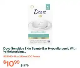 Voilà Dove Sensitive Skin Beauty Bar Hypoallergenic With ¼ Moisturizing Cream 106 g 6ct offer