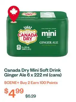 Voilà Canada Dry Mini Soft Drink Ginger Ale 6 x 222 ml (cans) offer