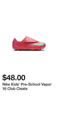 Sport Chek Nike Kids' Pre-School Vapor 16 Club Cleats offer