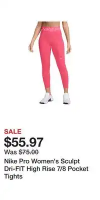 Sport Chek Nike Pro Women's Sculpt Dri-FIT High Rise 7/8 Pocket Tights offer