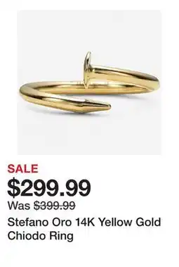 TSC Stores Stefano Oro 14K Yellow Gold Chiodo Ring offer