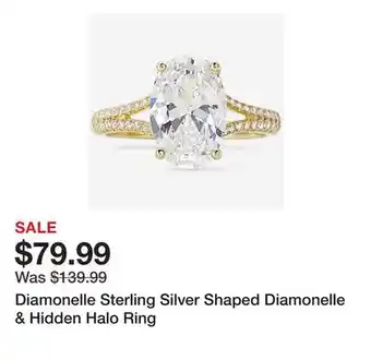TSC Stores Diamonelle Sterling Silver Shaped Diamonelle & Hidden Halo Ring offer
