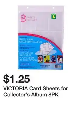 Dollarama VICTORIA Card Sheets for Collector's Album 8PK offer