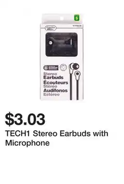 Dollarama TECH1 Stereo Earbuds with Microphone offer