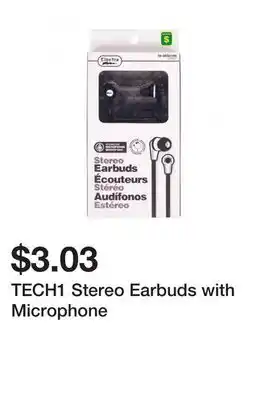 Dollarama TECH1 Stereo Earbuds with Microphone offer