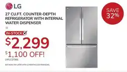 Goemans Appliances 27 CU. FT. COUNTER DEPTH REFRIGERATOR WITH INTERNAL WATER DISPENSER offer