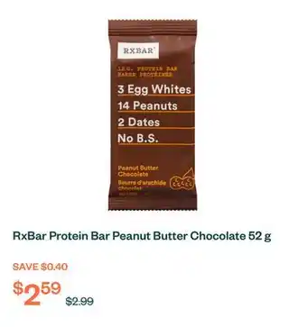 Voilà RxBar Protein Bar Peanut Butter Chocolate 52 g offer