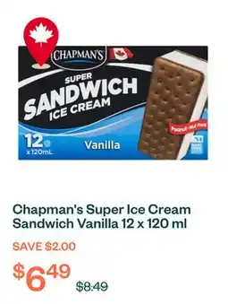 Voilà Chapman's Super Ice Cream Sandwich Vanilla 12 x 120 ml offer