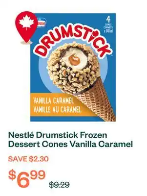 Voilà Nestlé Drumstick Frozen Dessert Cones Vanilla Caramel 4 x 140 ml offer