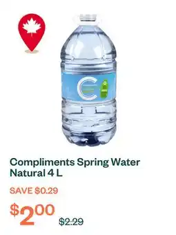 Voilà Compliments Spring Water Natural 4 L offer
