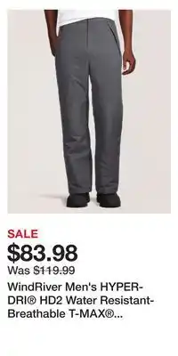 Mark's WindRiver Men's HYPER-DRI HD2 Water Resistant-Breathable T-MAX Insulated Ski & Snowboard Snow Pants offer
