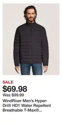 Mark's WindRiver Men's Hyper-Dri HD1 Water Repellent Breathable T-Max Insulated Puffer Jacket offer