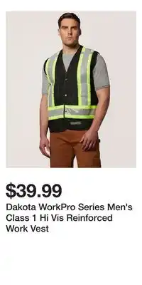 Mark's Dakota WorkPro Series Men's Class 1 Hi Vis Reinforced Work Vest offer