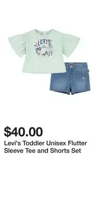 Mark's Levi's Toddler Unisex Flutter Sleeve Tee and Shorts Set offer