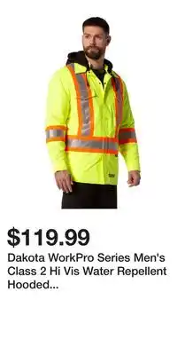 Mark's Dakota WorkPro Series Men's Class 2 Hi Vis Water Repellent Hooded Quilt Shirt Jacket offer