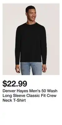 Mark's Denver Hayes Men's 50 Wash Long Sleeve Classic Fit Crew Neck T-Shirt offer