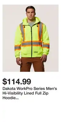 Mark's Dakota WorkPro Series Men's Hi-Visibility Lined Full Zip Hoodie Sweatshirt offer
