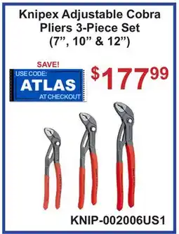 Atlas Tools & Machinery Knipex Adjustable Cobra Pliers 3-Piece Set offer