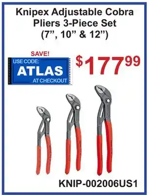 Atlas Tools & Machinery Knipex Adjustable Cobra Pliers 3-Piece Set offer