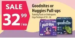 Co-op Goodnites or Huggies Pull-ups offer