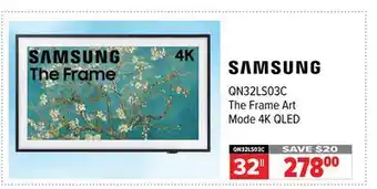 2001 Audio Video SAMSUNG 32 The Frame Art Mode 4K QLED offer