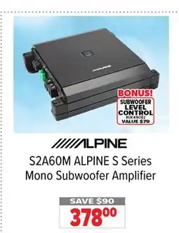 2001 Audio Video ALPINE S Series Mono Subwoofer Amplifier offer