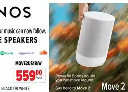 2001 Audio Video SONOS PORTABLE SPEAKERS offer