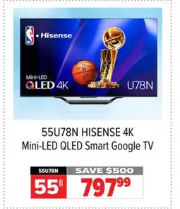 2001 Audio Video HISENSE 55 4K Mini-LED QLED Smart Google TV offer