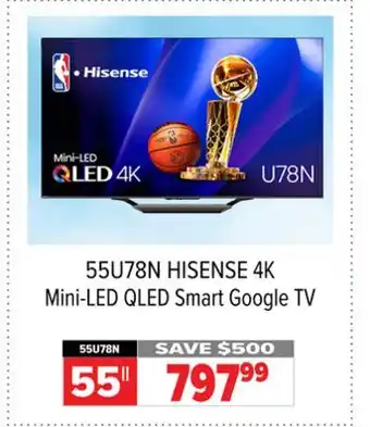 2001 Audio Video HISENSE 55 4K Mini-LED QLED Smart Google TV offer