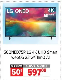 2001 Audio Video LG 50 50QNED75R LG 4K UHD Smart webOS 23 w/ThinQ AI offer