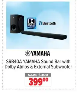 2001 Audio Video YAMAHA Sound Bar with Dolby Atmos & External Subwoofer offer