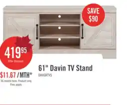 The Brick Davin 61 Rustic TV Stand with Storage and Cable Management for TVs up to 70- Whitewash offer